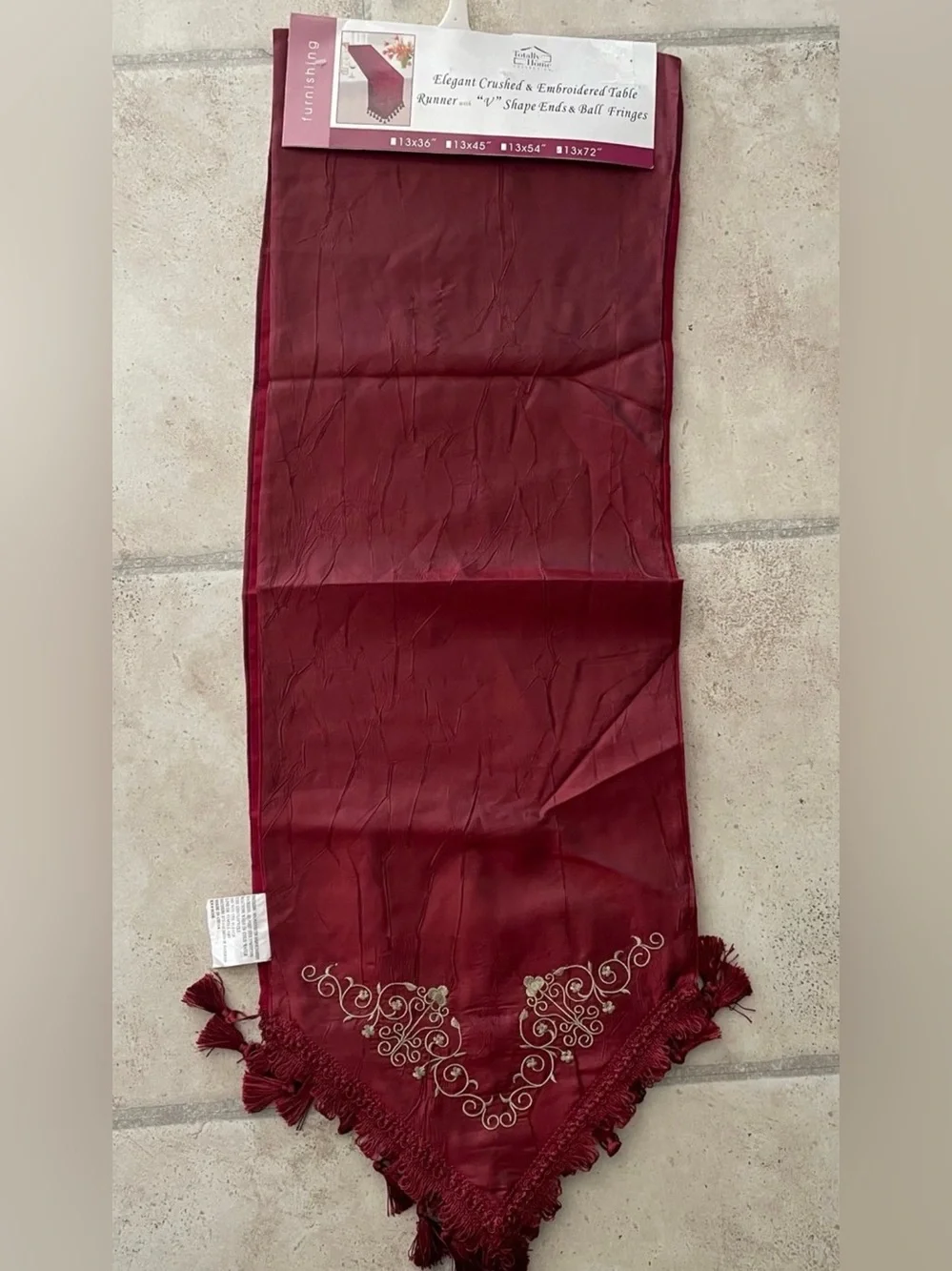 Elegant Red Table Runner with Tassel Trim